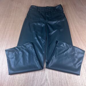 Shop The Mint Faux Wide Leg Leather Pants | Deep Green Size 9 | New Without Tags